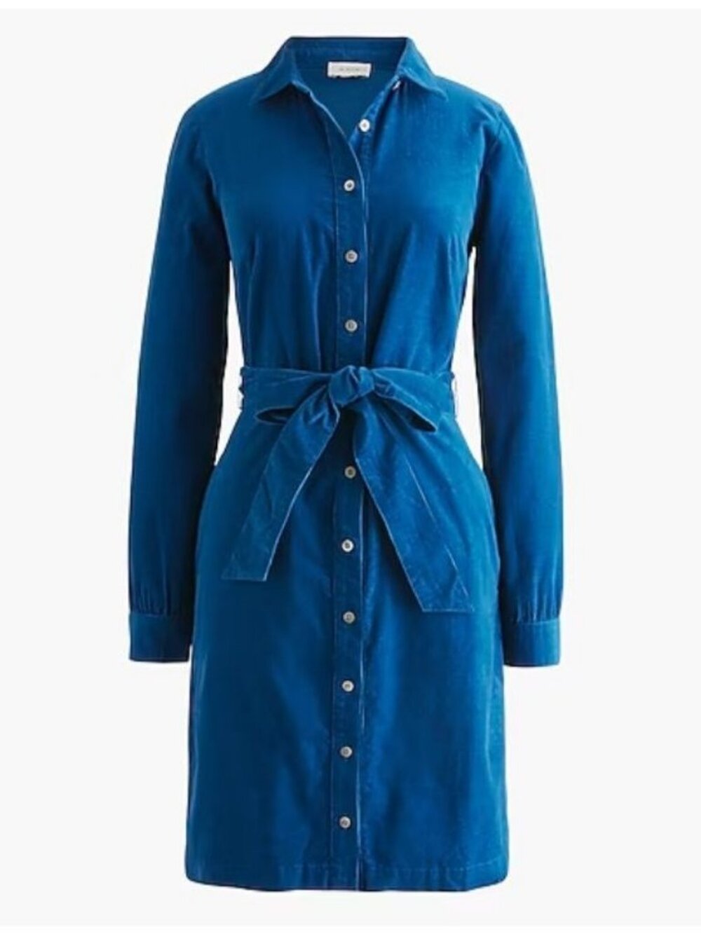 J. Crew Factory Long-Sleeve Corduroy Shirt Dress Women's Size 16 Navy Blue NWT!